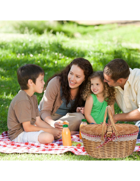 Cesta de Picnic de Mimbre Milisten 35x25x17cm con Tapa y Asa