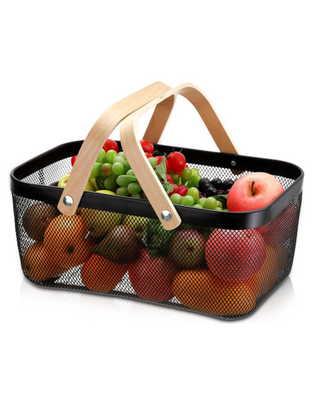 Cesta de Almacenamiento ZEAYEA de Malla Rectangular Negra 40.6x24.9x17.8 cm