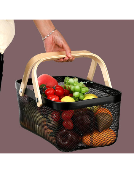 Cesta de Almacenamiento ZEAYEA de Malla Rectangular Negra 40.6x24.9x17.8 cm