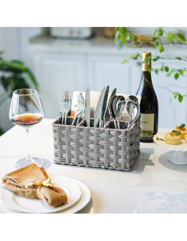 Caddy de Utensilios GRANNY SAYS - Canasta de Mimbre 4 Compartimentos