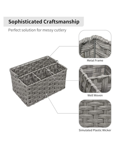 Caddy de Utensilios GRANNY SAYS - Canasta de Mimbre 4 Compartimentos