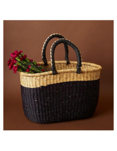 Cesta de Picnic Bolga Africana - Grande, Negra y Natural