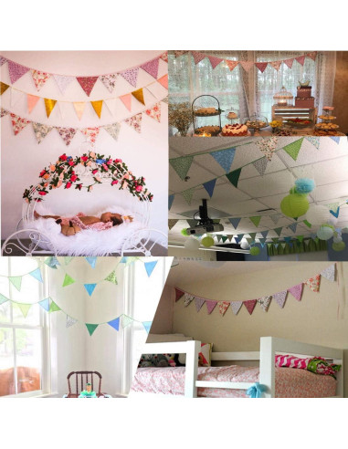 Guirnalda Triangular Rosa DAFEN 10m 36 Banderines Algodón