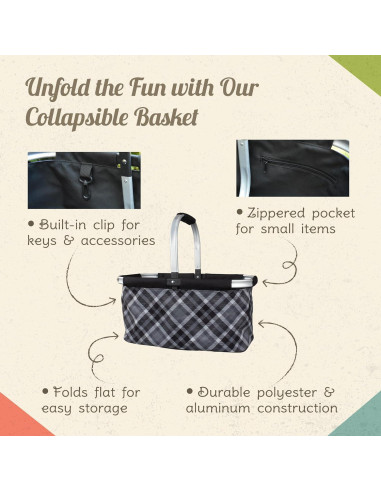 Cesta de Picnic Plegable Camp Casual CC-010GPB Gris 68.6x48.3cm