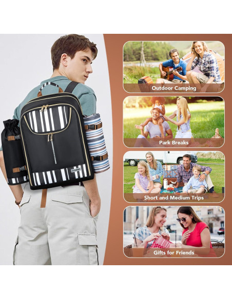 Mochila de Picnic con Carro Sydioor para 4 Personas - Set Completo Mochila de Picnic con Carro Sydioor para 4 Personas - Set Completo
