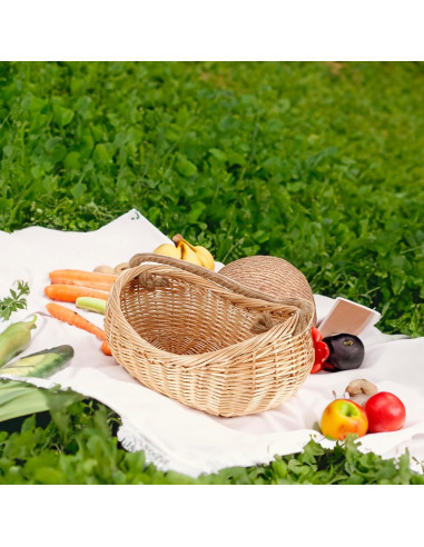 Cesta de Mimbre JJSQ 43x30.5 cm para Picnic y Jardín