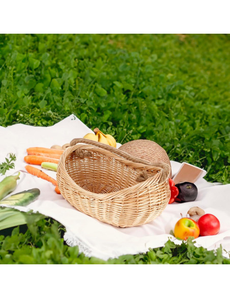 Cesta de Mimbre JJSQ 43x30.5 cm para Picnic y Jardín