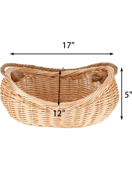 Cesta de Mimbre JJSQ 43x30.5 cm para Picnic y Jardín