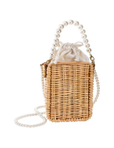 Bolso de Playa de Ratan Tejido a Mano Eorbow Rectangular