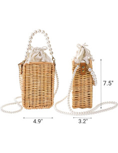 Bolso de Playa de Ratan Tejido a Mano Eorbow Rectangular 2