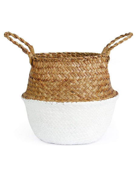 Cesta de Almacenamiento Grande BlueMake de Hierba Marina Blanca Cesta de Almacenamiento Grande BlueMake de Hierba Marina Blanca