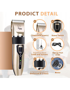 Kit de Cortadoras de Pelo para Perros ONE NiCE Inalámbrico 2