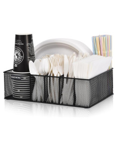 Organizador de Platos de Papel VIKEYHOME 6 Compartimentos Negro