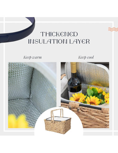 Cesta de Picnic Aislada RUQIAO CRAFT Tejida en Juncos 19L