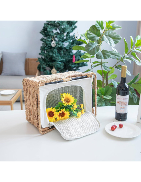 Cesta de Picnic Aislada RUQIAO CRAFT Tejida en Juncos 19L Cesta de Picnic Aislada RUQIAO CRAFT Tejida en Juncos 19L
