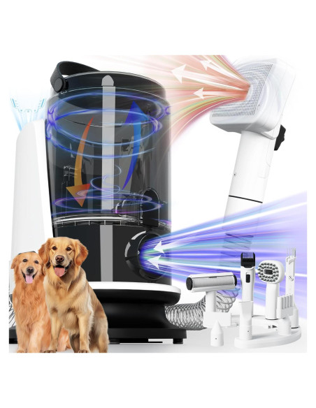 Kit de Aspiradora y Secador para Perros FOTING 8 en 1 3L