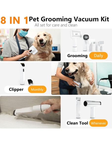 Kit de Aspiradora y Secador para Perros FOTING 8 en 1 3L