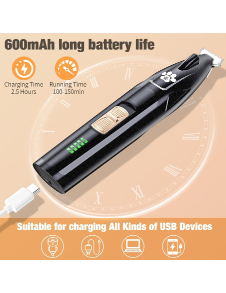 Recortadora Inalámbrica para Perros GIMPYN con LED y Bajo Ruido