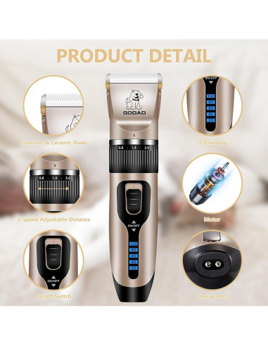 Cortadora de Pelo para Mascotas Gooad Inalámbrica Recargable