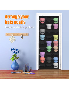 Soporte para Gorras de Béisbol Clbutge, 27 Bolsillos, Negro 2