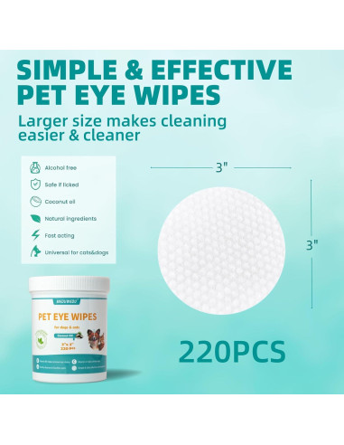 Toallitas Oculares para Mascotas MEDUWEDU 220 Piezas Coco