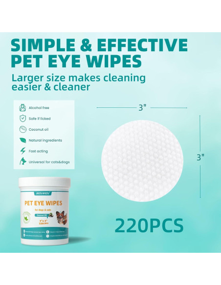 Toallitas Oculares para Mascotas MEDUWEDU 220 Piezas Coco