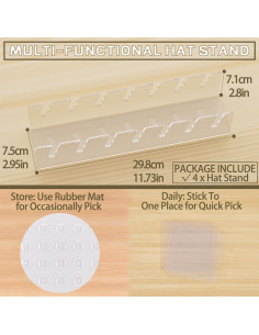 Soporte para Gorras de Béisbol ACTBIO 2 Pcs Acrílico Transparente 2