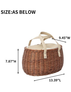 Cesta de Picnic Aislada KINGWILLOW de Mimbre Natural 34x24x19cm 2