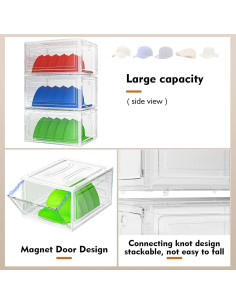 Caja Organizadora de Sombreros YKLSLH - 6 Unidades, 34x26.9x19.1 cm, Blanco 2