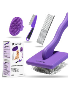 Kit de Aseo para Perros Bonteck 4PCS - Cepillo Slicker y Peine