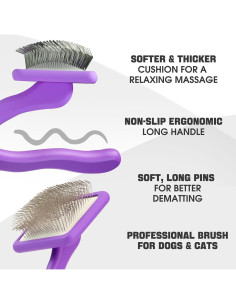 Kit de Aseo para Perros Bonteck 4PCS - Cepillo Slicker y Peine 2