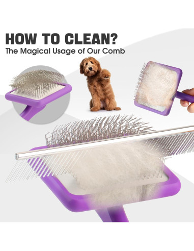 Kit de Aseo para Perros Bonteck 4PCS - Cepillo Slicker y Peine