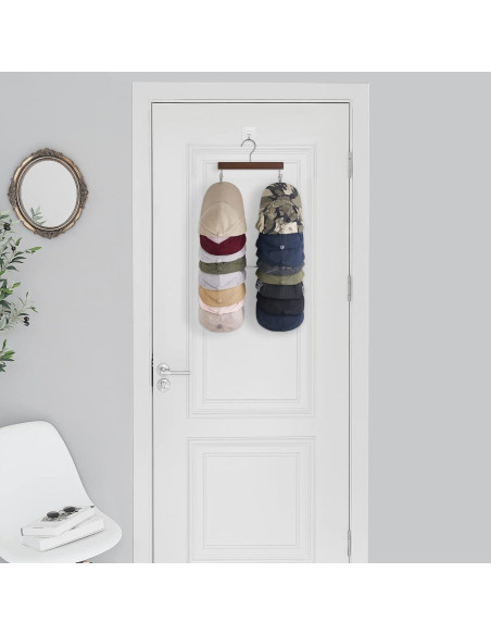 Organizador de Sombreros Dahey - 2 Percheros de Madera con 32 Clips