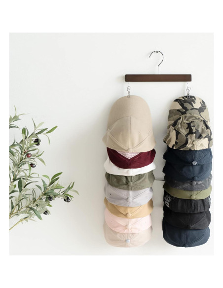 Organizador de Sombreros Dahey - 2 Percheros de Madera con 32 Clips
