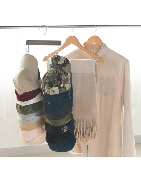 Organizador de Sombreros Dahey - 2 Percheros de Madera con 32 Clips
