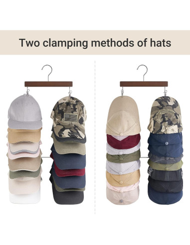 Organizador de Sombreros Dahey - 2 Percheros de Madera con 32 Clips