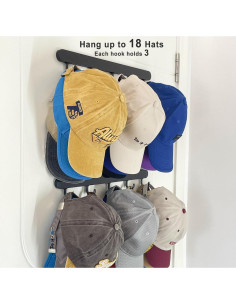 Organizador Adhesivo para Gorras ETOWIFA - Soporte Pared 18 Gorras 2