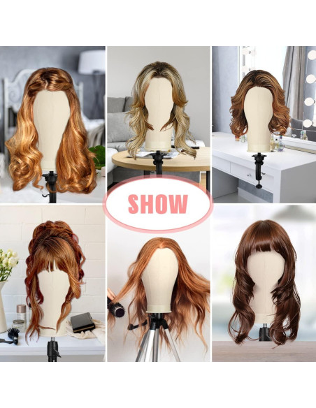 Cabeza de Maniquí de Lienzo 23" SZCY para Pelucas con Accesorios