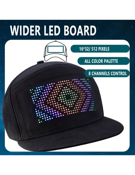 Gorra LED de Béisbol LIOVODE con Pantalla Bluetooth Personalizable Gorra LED de Béisbol LIOVODE con Pantalla Bluetooth Personalizable