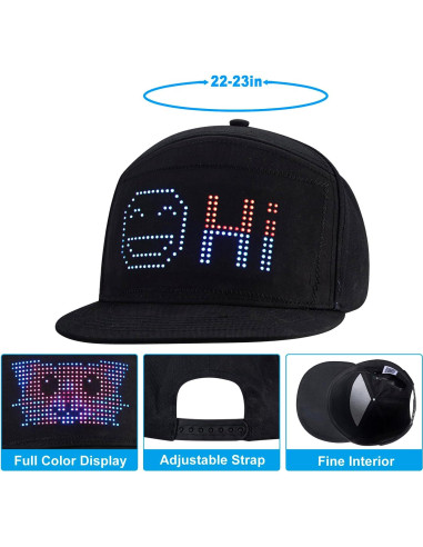 Gorra LED de Béisbol LIOVODE con Pantalla Bluetooth Personalizable