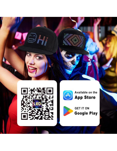 Gorra LED de Béisbol LIOVODE con Pantalla Bluetooth Personalizable