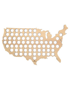 Mapa de Tapas de Cerveza BeerCapMapShop 58x36 cm Madera Abedul