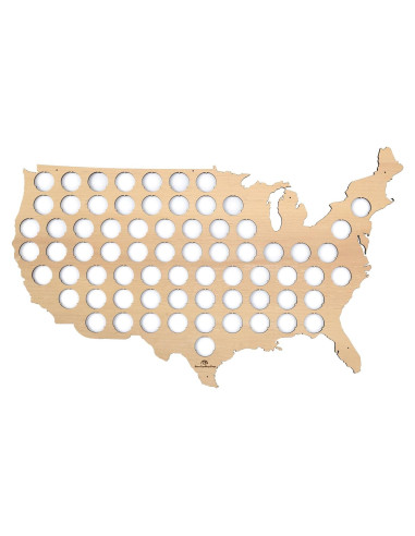 Mapa de Tapas de Cerveza BeerCapMapShop 58x36 cm Madera Abedul