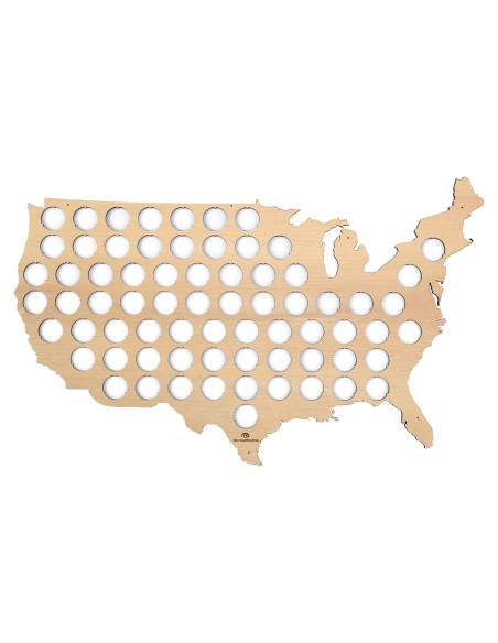 Mapa de Tapas de Cerveza BeerCapMapShop 58x36 cm Madera Abedul