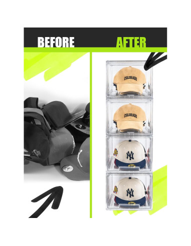 Caja Organizadora de Sombreros SCAVATA - 4 Paquete Transparente