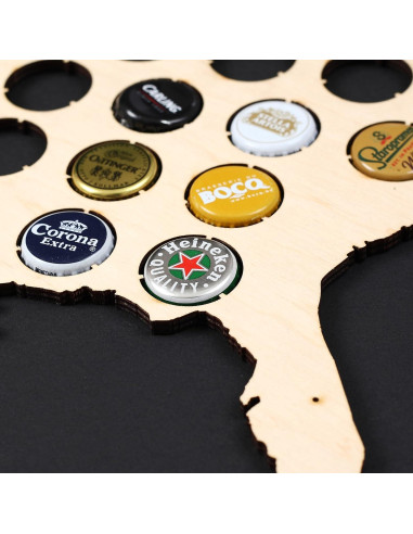 Mapa de Tapas de Cerveza BeerCapMapShop 58x36 cm Madera Abedul