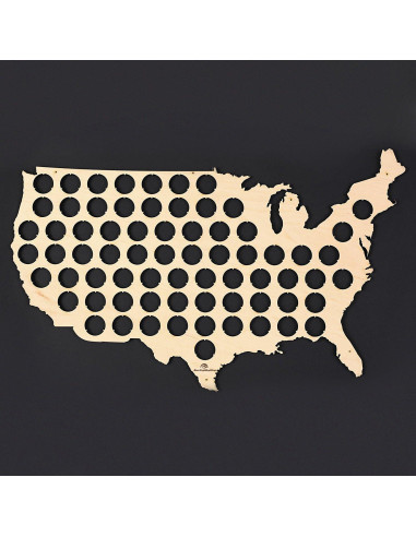 Mapa de Tapas de Cerveza BeerCapMapShop 58x36 cm Madera Abedul