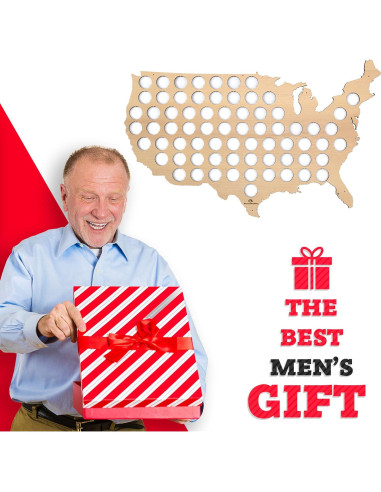 Mapa de Tapas de Cerveza BeerCapMapShop 58x36 cm Madera Abedul