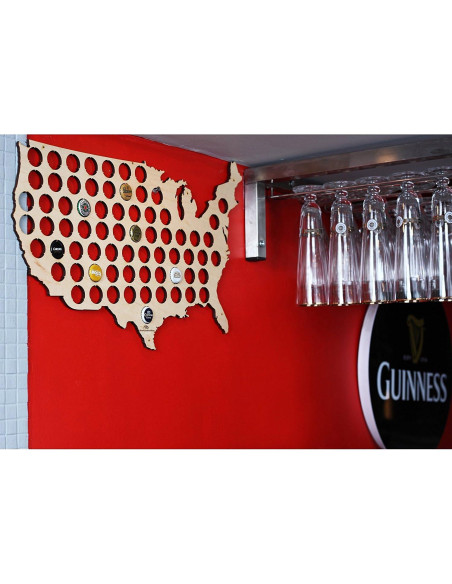 Mapa de Tapas de Cerveza BeerCapMapShop 58x36 cm Madera Abedul