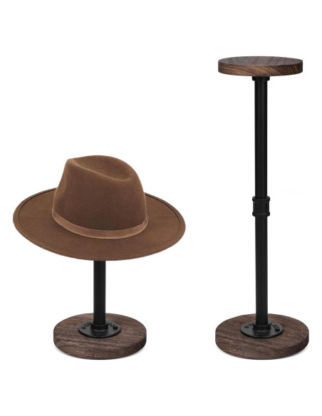 Soporte de Sombrero Ajustable Vrietina 2 Piezas Metal y Madera